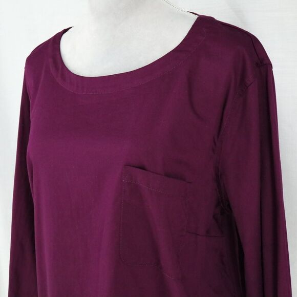 Coldwater Creek Top Plus Size 20W Plum Tunic Stretch Cotton Blouse Pockets - Picture 10 of 13
